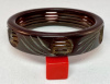 BB722 chocolate brown oval and line carved bakelite bangle